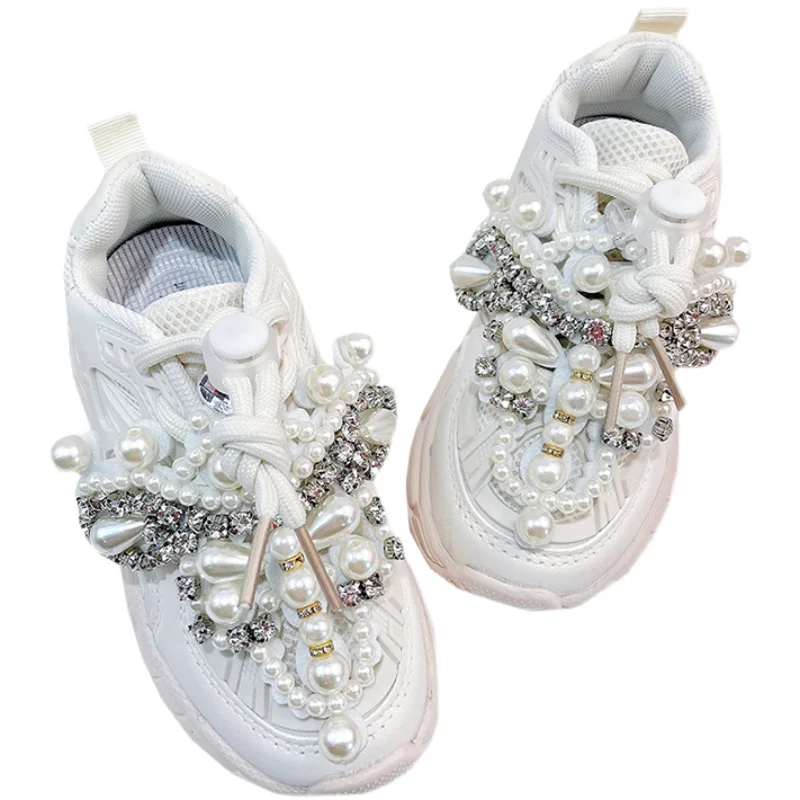 Кроссовки MODX White Pearls для маленьких девочек на мягкой противоскользящей подошве, детские сетчатые дышащие спортивные теннисные кроссовки, детская повседневная обувь