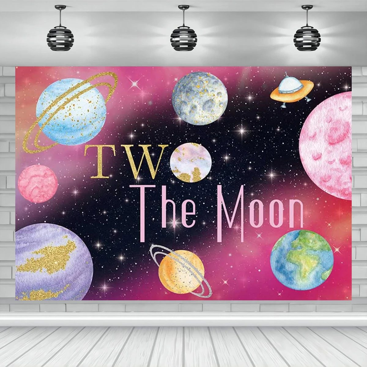 Виниловый фон HKFZ Happy 2th Birthday, Тематический Баннер для фотографий Moon Galaxy Astronaut, Детское украшение, Приветственный Фон