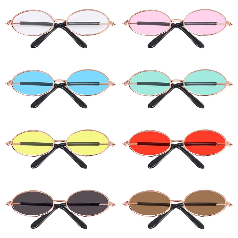 Плюшевые кукольные очки, ретро Овальные солнцезащитные очки, Металлическая оправа, разноцветные линзы, Миниатюрные очки для кукол Blythe Korea EXO Аксессуары для кукол