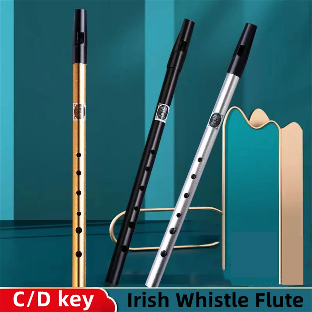 Новый ирландский свисток-флейта C / D Клавиша 6 Отверстий для флейты Из алюминиевого сплава Для начинающих профессионалов С аксессуарами Рождественские подарки