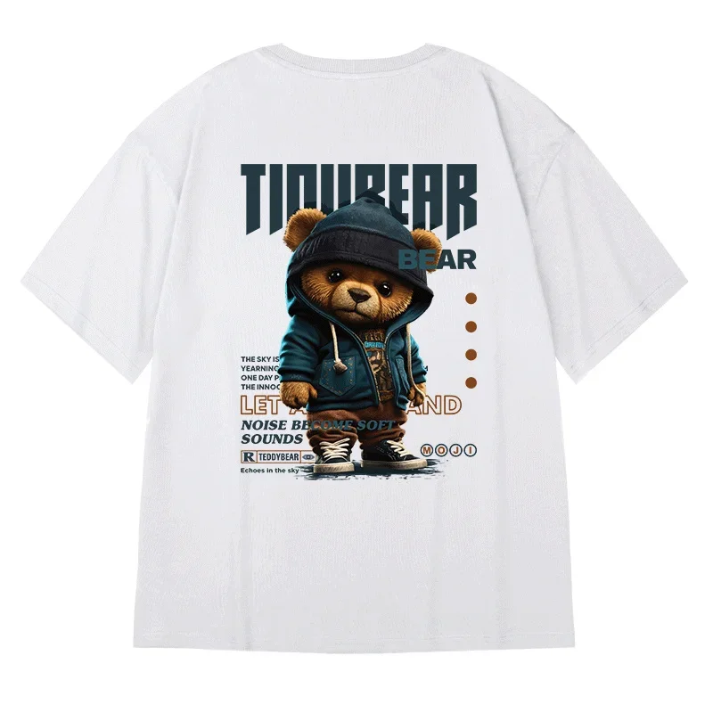 Новая Мужская футболка с графическим принтом Медведя, футболка Оверсайз в стиле Хип-хоп, Homme, Летняя Повседневная Мода, y2k, Уличная Одежда, Футболки