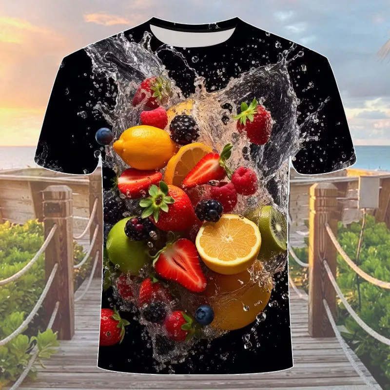 Летняя повседневная 3D футболка для мужчин и женщин с забавным фруктовым графическим принтом, топ с коротким рукавом, модный тренд, футболки с круглым вырезом для мальчиков и девочек