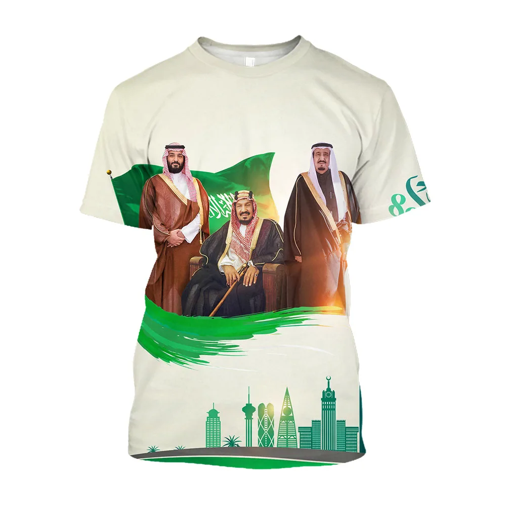 Мужские футболки с 3D Принтом Флага Саудовской Аравии, Новинка, Мешковатая Футболка Унисекс, Модная Одежда для Фестиваля Национального Дня 92, Футболка