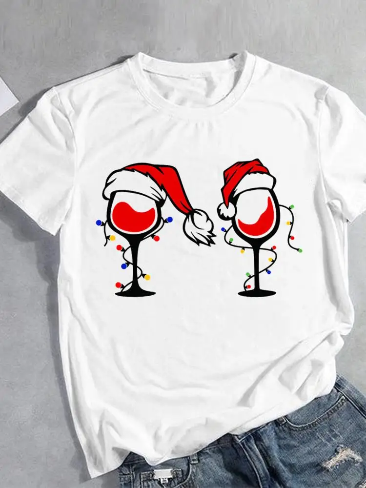 Вино, милая, сладкая любовь, Рождественский праздник 90-х, модная футболка с коротким рукавом, Новогодняя женская одежда, футболка с принтом, Женские графические футболки