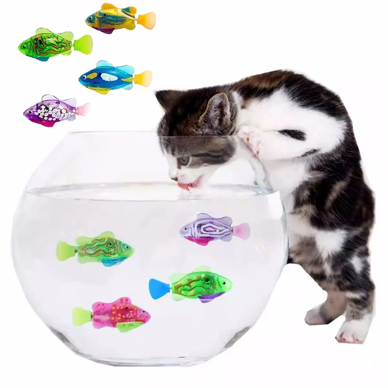 Аквариум для кошек, плавающие световые украшения, электрические игрушки-рыбки, резервуар для воды, домашнее животное с украшениями, игрушки-рыбки, робот, Интерактивная рыба