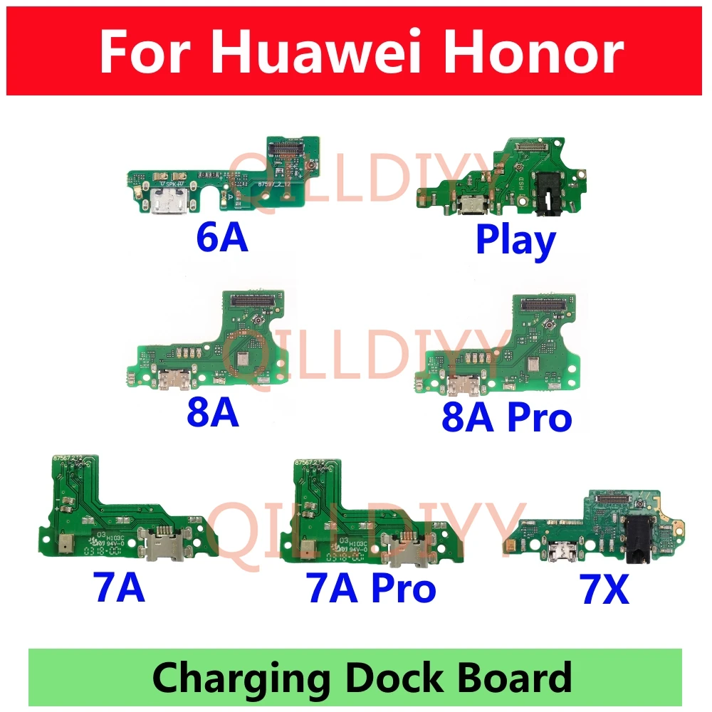 Детали Платы Разъема Порта Зарядки Гибкий Кабель С Микрофоном Mic Для Huawei Honor Play 8A 7A 7X 6A Pro Замена Ремонт