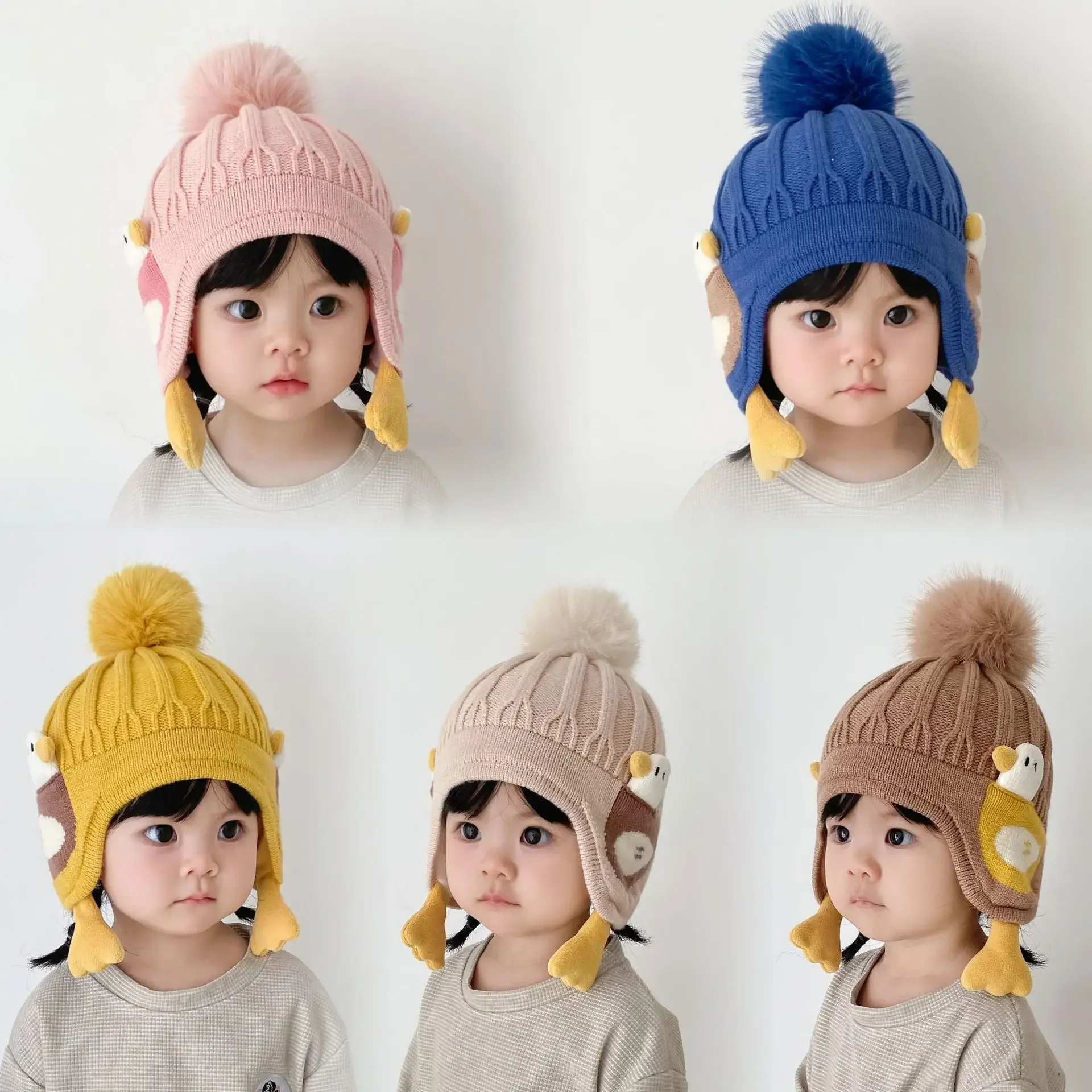 Детская шапочка на осень и зиму, милая, супер Милая шапочка для защиты ушей для мальчиков и девочек, утолщенная теплая шерстяная шапочка, детская вязаная шапочка