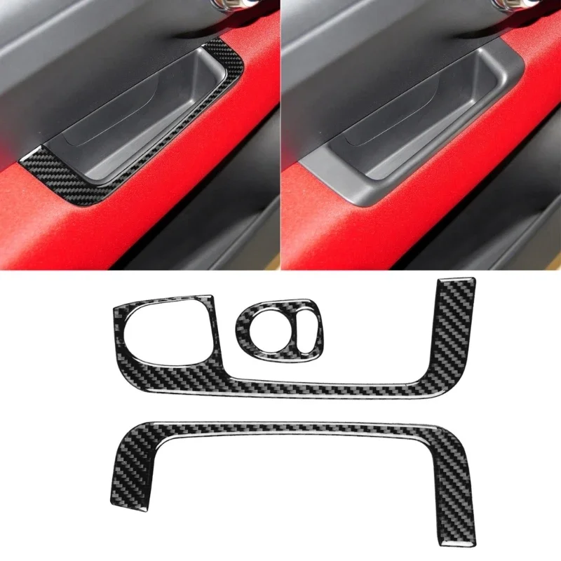 3 шт./компл. Стильные наклейки на подлокотник двери автомобиля, гладкие наклейки из углеродного волокна, легкие для салона автомобиля для Fiat500