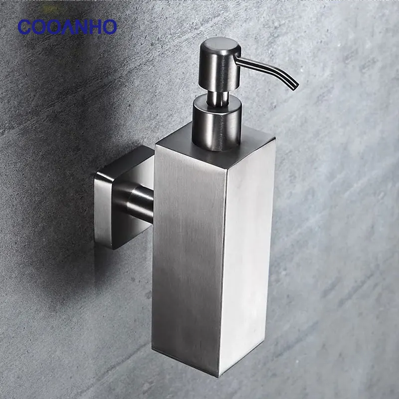 Ручной дозатор мыла COOANHO из нержавеющей стали 304, настенный дозатор мыла для кухни и ванной комнаты (квадратный)