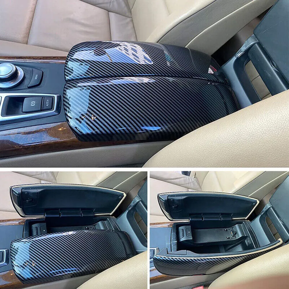 Крышка коробки центрального подлокотника из 1 шт. ABS Совершенно новый дизайн из углеродного волокна/Аксессуары для интерьера автомобильного центра на заказ