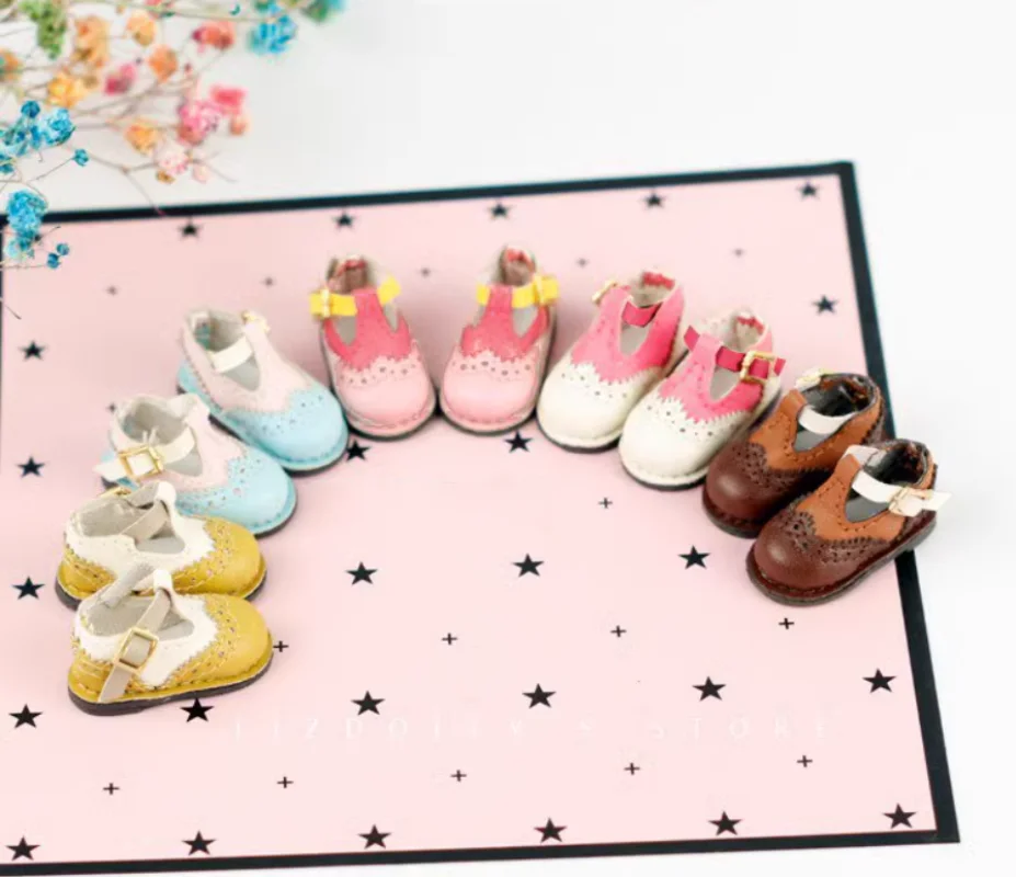 Обувь для куклы BJD подходит для Blythe OB11 по размеру и цвету ремешки на плоской подошве маленькие кожаные туфли аксессуары для куклы