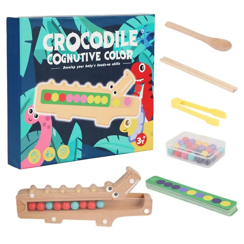Игрушка для сортировки цветов Крокодил, игрушка для сортировки бусин Монтессори, радужные игры для сортировки цветов для девочек и мальчиков