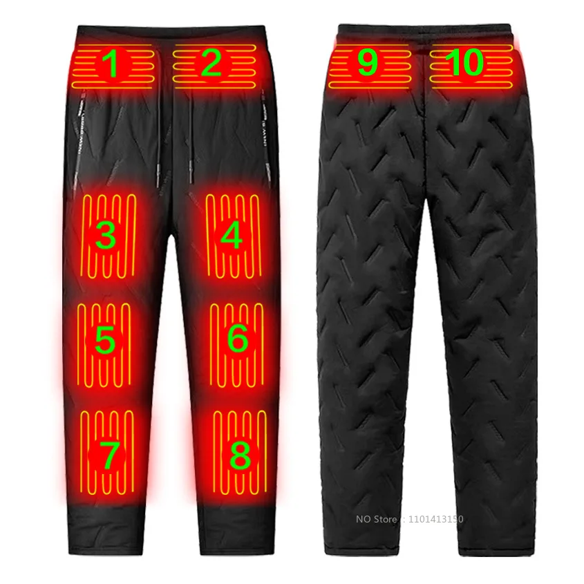Мужские утепленные брюки с эластичным поясом Спортивные брюки с USB-подогревом Лыжи Рыбалка Мотоцикл Повседневные утепленные брюки на открытом воздухе Плюс Размер 6XL