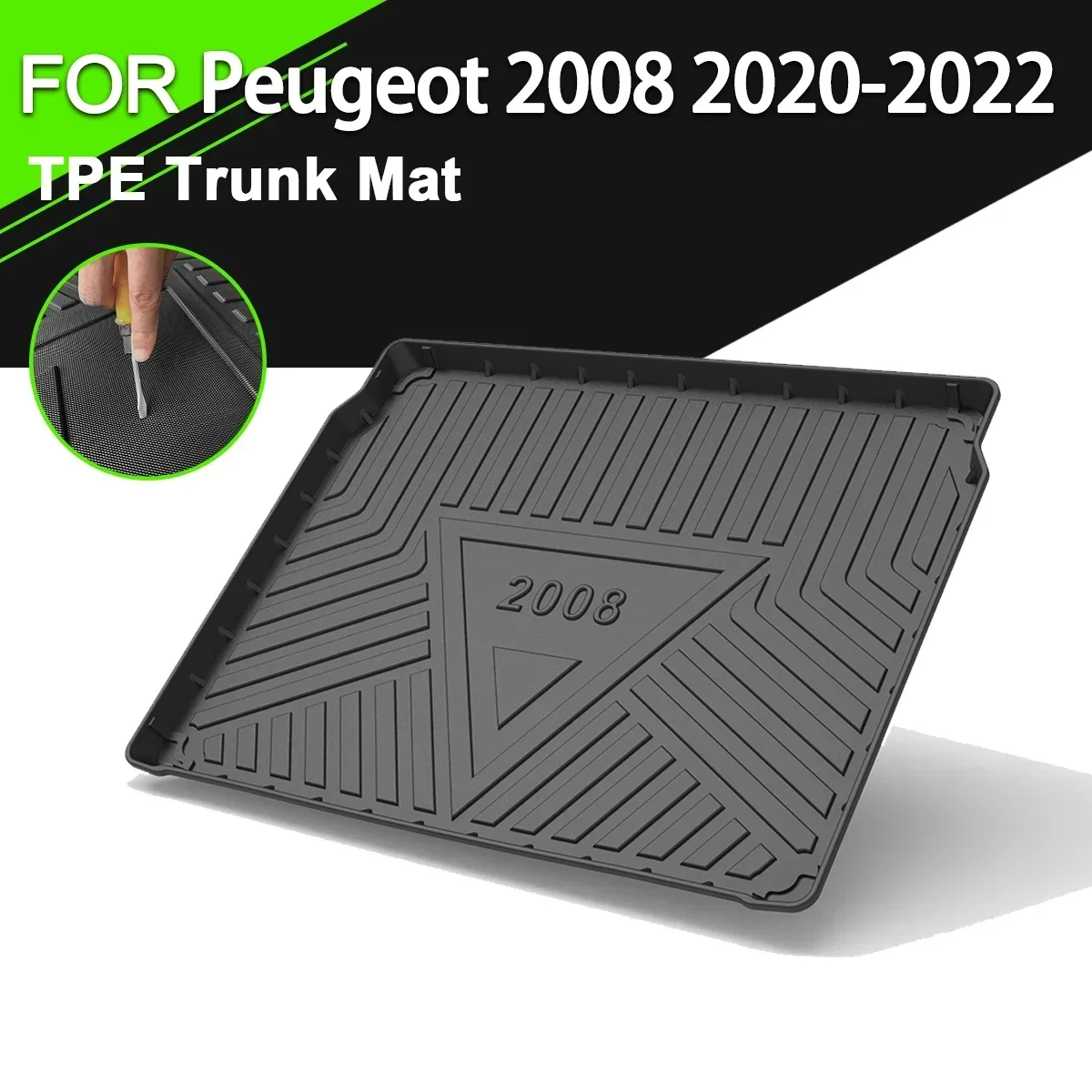 Коврик для задней крышки багажника автомобиля, Резиновый Нескользящий Водонепроницаемый TPE, Аксессуары для грузовых лайнеров для Peugeot 2008 2020-2022