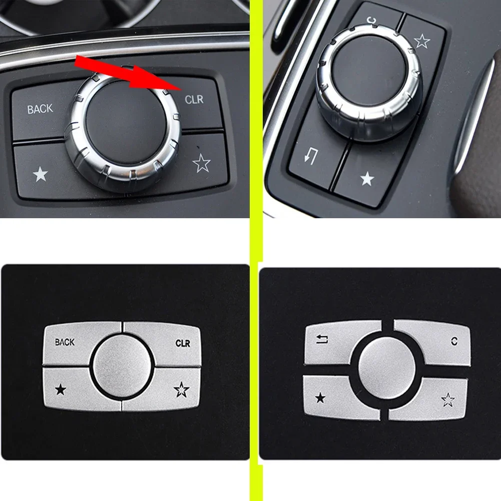 Автомобильная наклейка на накладку мультимедийной кнопки из алюминиевого сплава для Mercedes Benz ML GL GLE Class