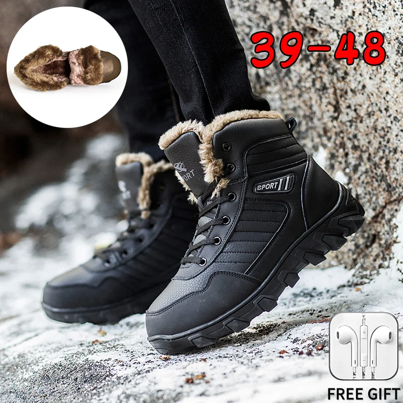 OEING/ Зимние повседневные ботильоны для мужчин, обувь для мужчин, уличная резиновая подошва, нескользящая плюшевая подкладка, сохраняющая тепло, Большие размеры 39-48
