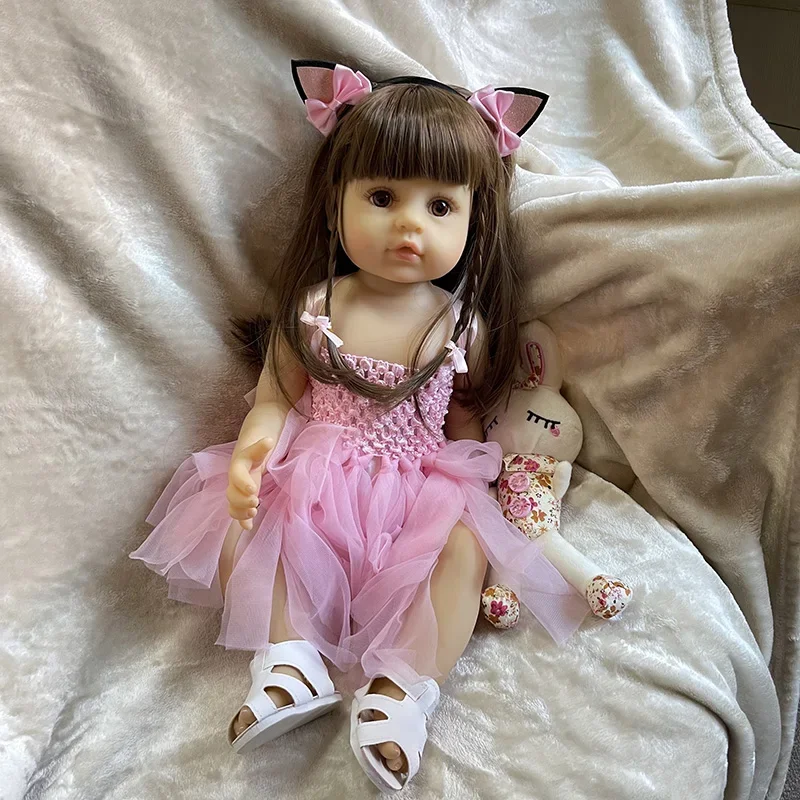 Кукла Bebe 55 см, Возрожденная Девочка-малыш, Розовая принцесса, Игрушка Baty, Очень Мягкая Силиконовая Кукла для всего тела, Подарок на День Рождения