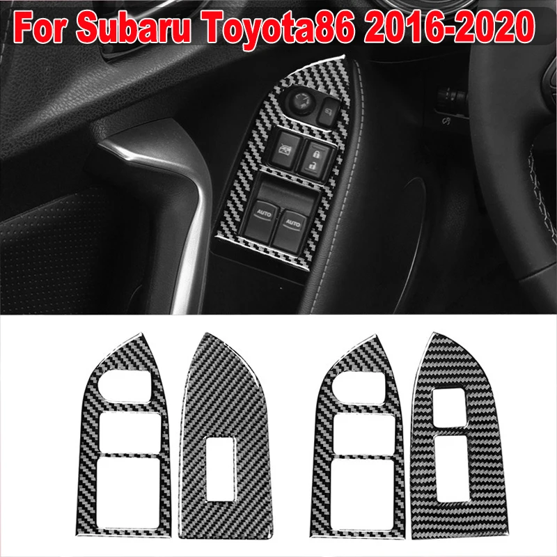 Кнопка подъема внутреннего стекла, Декоративная рамка, наклейка для отделки Subaru Toyota86, 2016-2020 Автомобильные аксессуары из настоящего углеродного волокна,