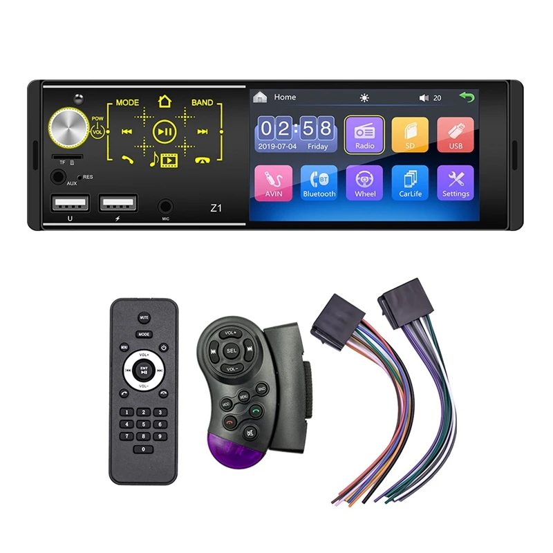 Z1 Двухканальный автомобильный аудиоприемник с сенсорным экраном USB, MP5 плеер, радио 
