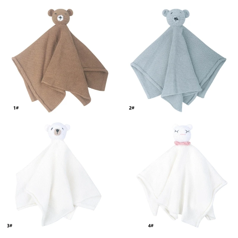 Маленькое одеяло для кормления, мультяшное полотенце для умиротворения, вязаное крючком Одеяло для сна с медведем