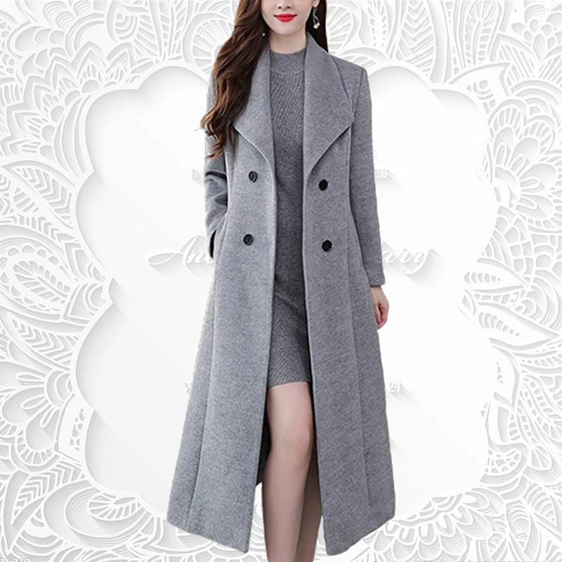 Новое осенне-зимнее женское модное пальто, теплое с карманом, женская корейская свободная высококачественная длинная одежда для женщин