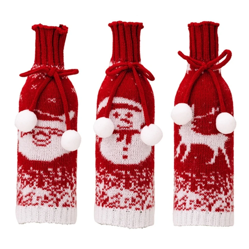 Праздничные крышки для винных бутылок в виде снежинок Санта-Клауса, украшения для Рождественской вечеринки