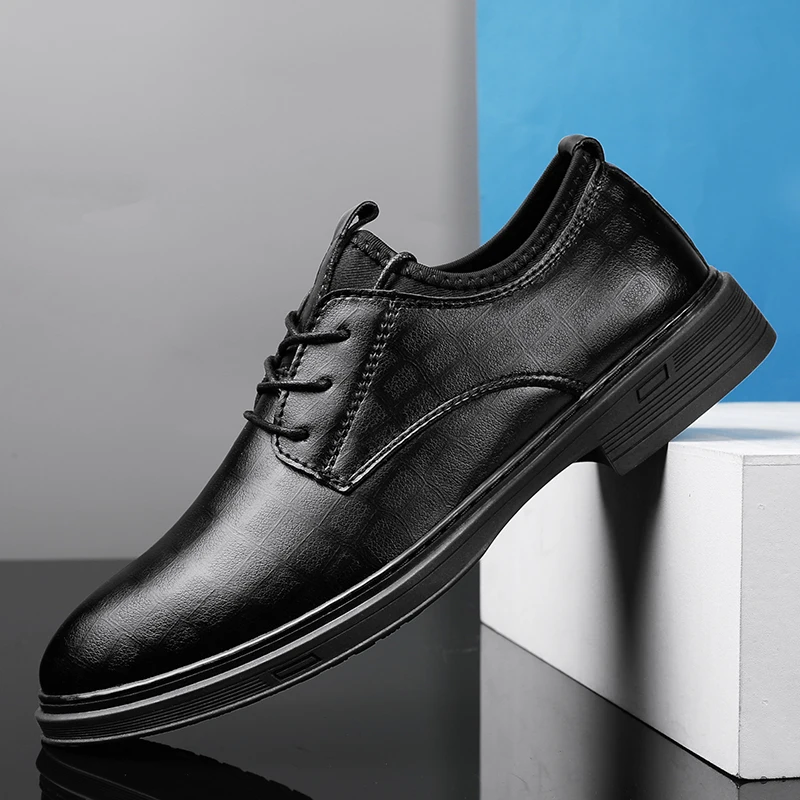 Кожаная обувь больших размеров, мужская официальная деловая свадебная обувь жениха, водонепроницаемая мужская британская спортивная повседневная мужская обувь с широкими ножками