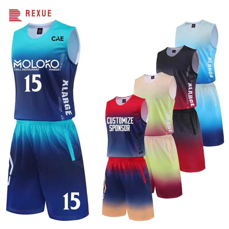 2023 Высококачественный мужской молодежный баскетбольный набор на заказ с градиентным рисунком, баскетбольные майки, Командная форма, костюмы для клуба, командная одежда