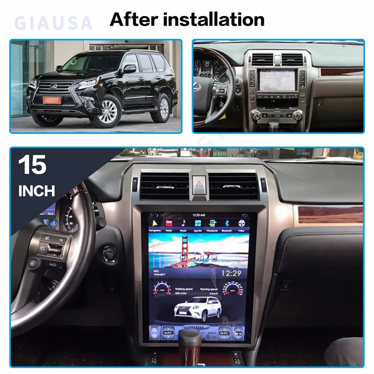 Автомобильное Радио GPS Навигация PX6 15-дюймовый Экран Tesla Android Мультимедиа Для LEXUS GX 460 2015 GX400 GX460 Стерео Головное Устройство Bluetooth