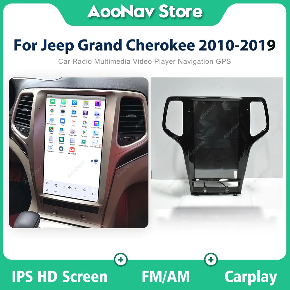 Android 11 Автомобильный Радиоприемник Для Jeep Grand Cherokee 2010-2019 Tesla Экран Мультимедийный Стереоплеер Авторадио Головное Устройство GPS Навигация