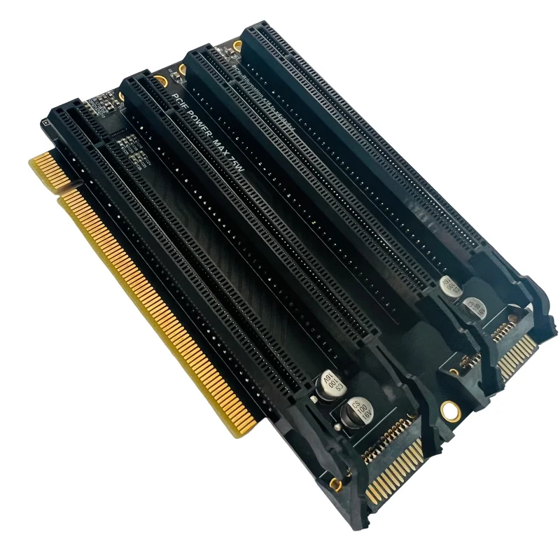 Новая карта расширения PCIe-Bifurcation x16-x4x4x4x4 PCI Express 3.0 x16 с 1-4 слотами Gen3 Карта адаптера SATA Power Port Разделенная карта