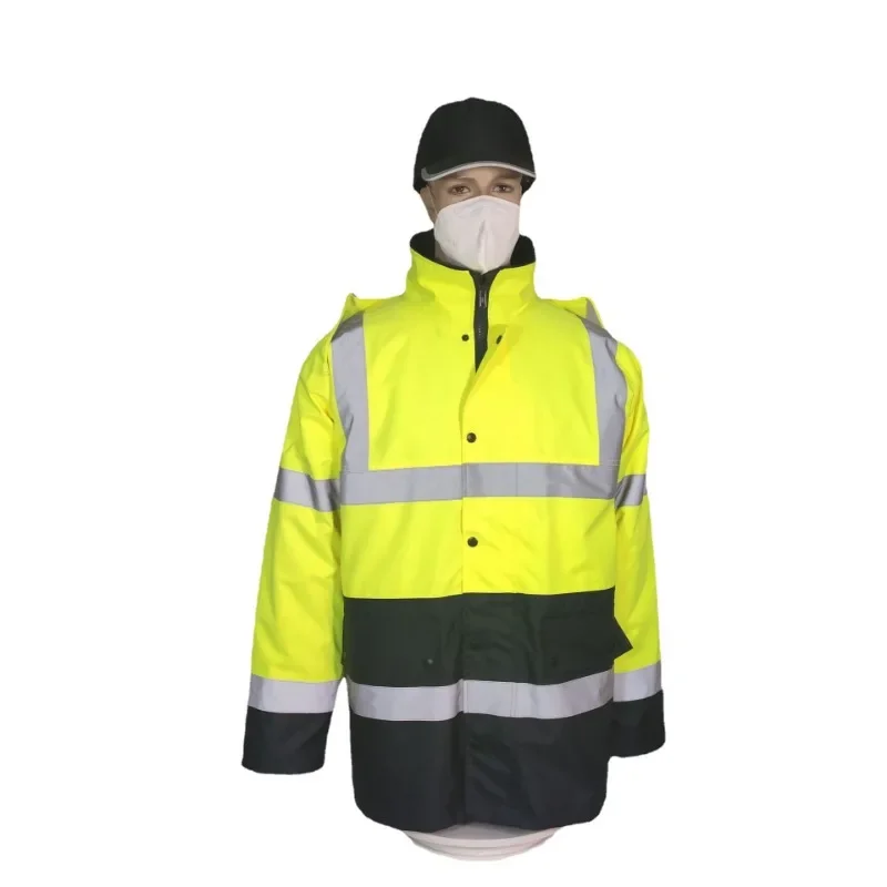 Светоотражающий плащ с высокой видимостью/ куртка-дождевик для полиции / сотрудников ГИБДД, спецодежда Hi Vis, водонепроницаемая куртка для мужчин