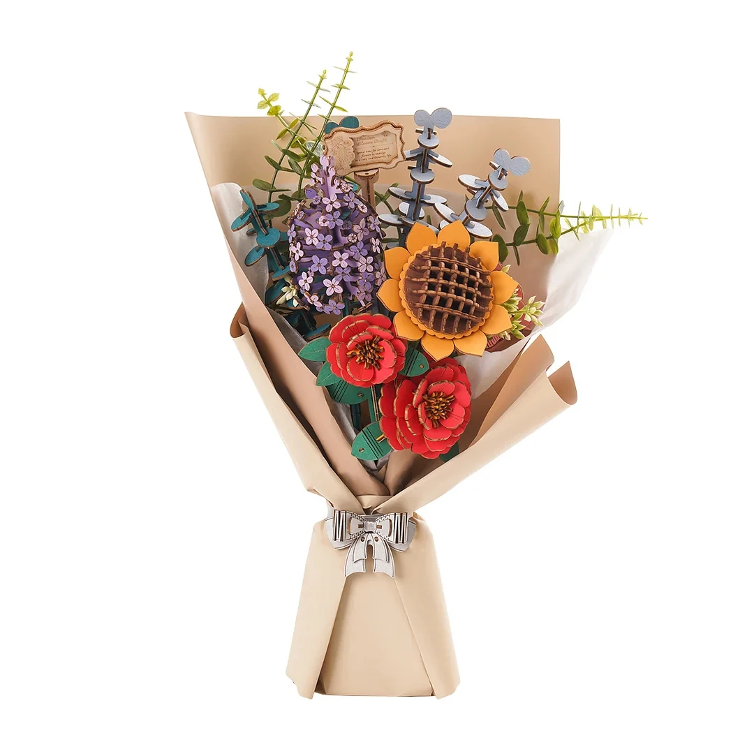 Robotime Rowood Деревянный букет цветов своими руками, Красивые подарки ручной работы, экологически чистые материалы, 3D Деревянный пазл для декора подруг.