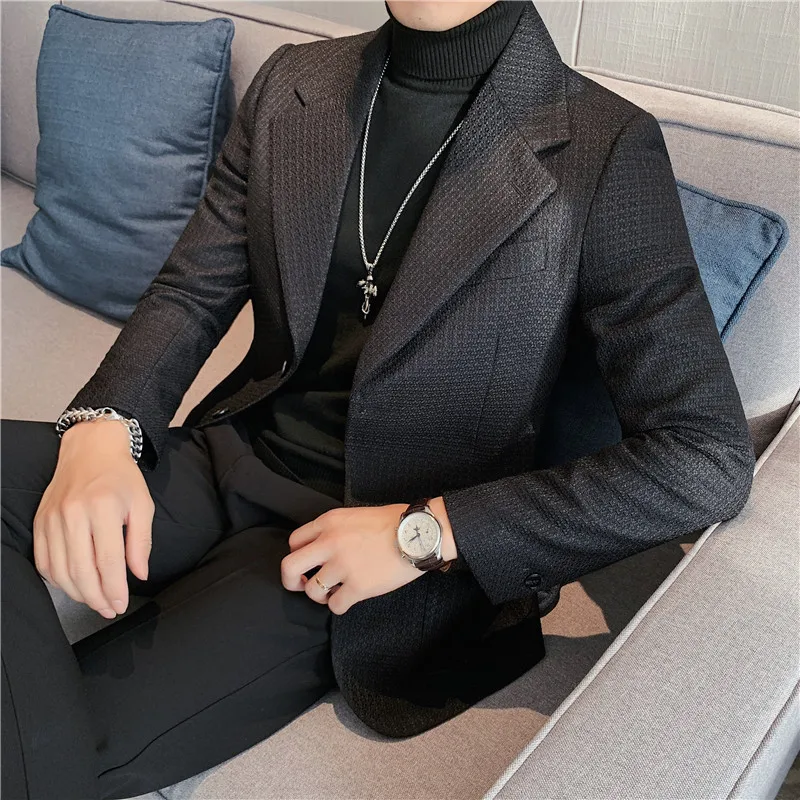 Новый дизайнерский бренд высокого класса, роскошный Повседневный Модный Жаккардовый Элегантный блейзер, куртка для вечеринок, стильный модный костюм, пальто, мужская одежда 3XL
