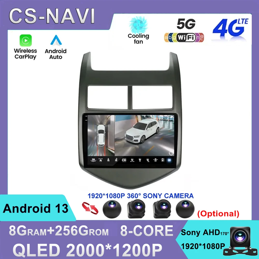 Android 13 Для Chevrolet Aveo 2 Sonic T300 2011-2015 Автомобильный Радио Мультимедийный Плеер Навигация GPS 2 Din Авторадио CarPlay Navi DSP