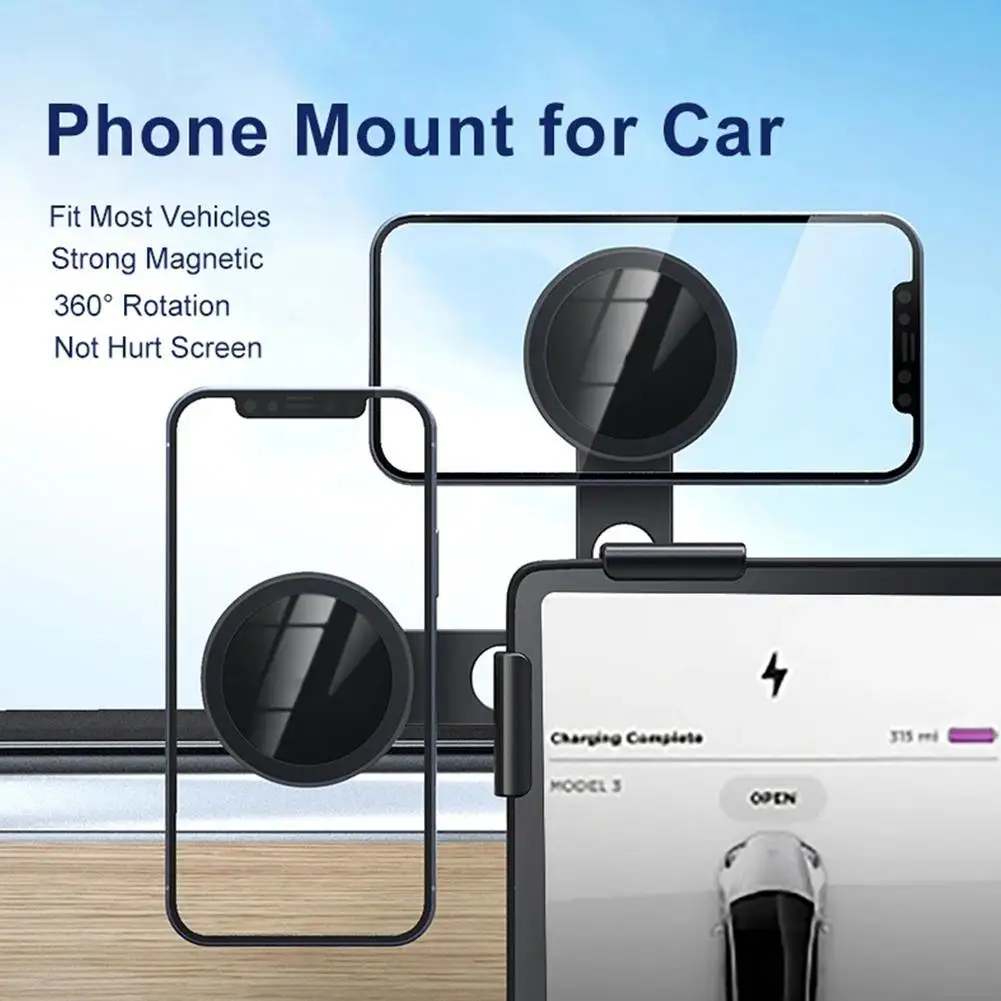 Для Tesla Model3/Y Центральный дисплей управления Направляющая Держатель телефона из алюминиевого сплава Магнитный автомобильный держатель телефона для iPhone 15 14 13