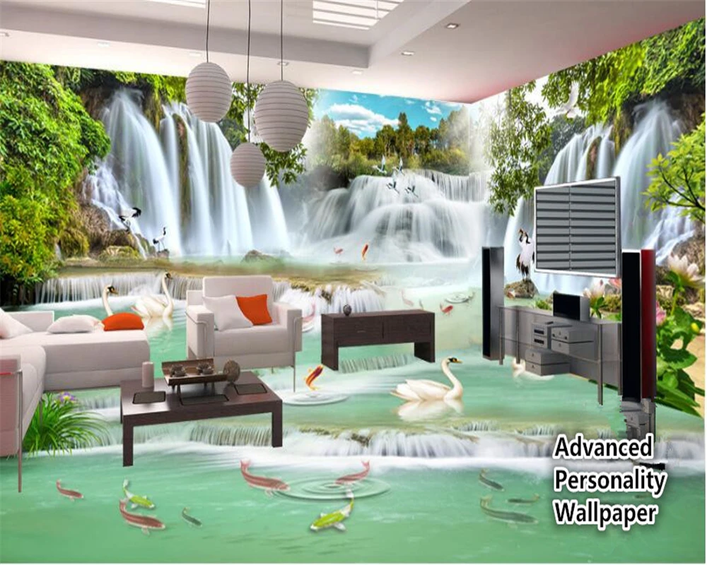 бейбехан 3D зеленый естественный лесной водопад аншлаг фон мода утолщенные персонализированные обои papel de parede 3d