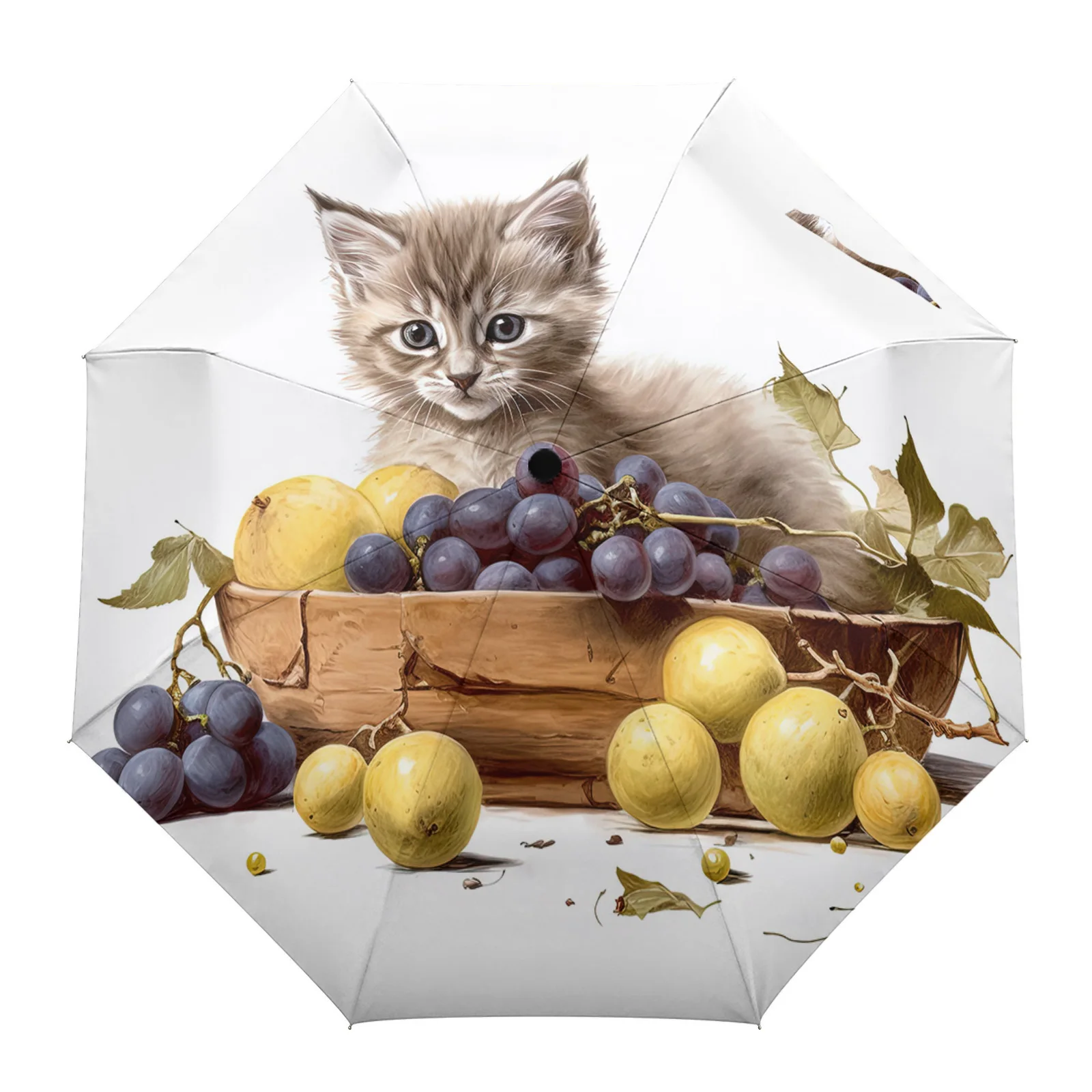 Автоматический зонт Kitten Fruit Grapes, складной зонт для путешествий, портативный зонтик, ветрозащитные зонты