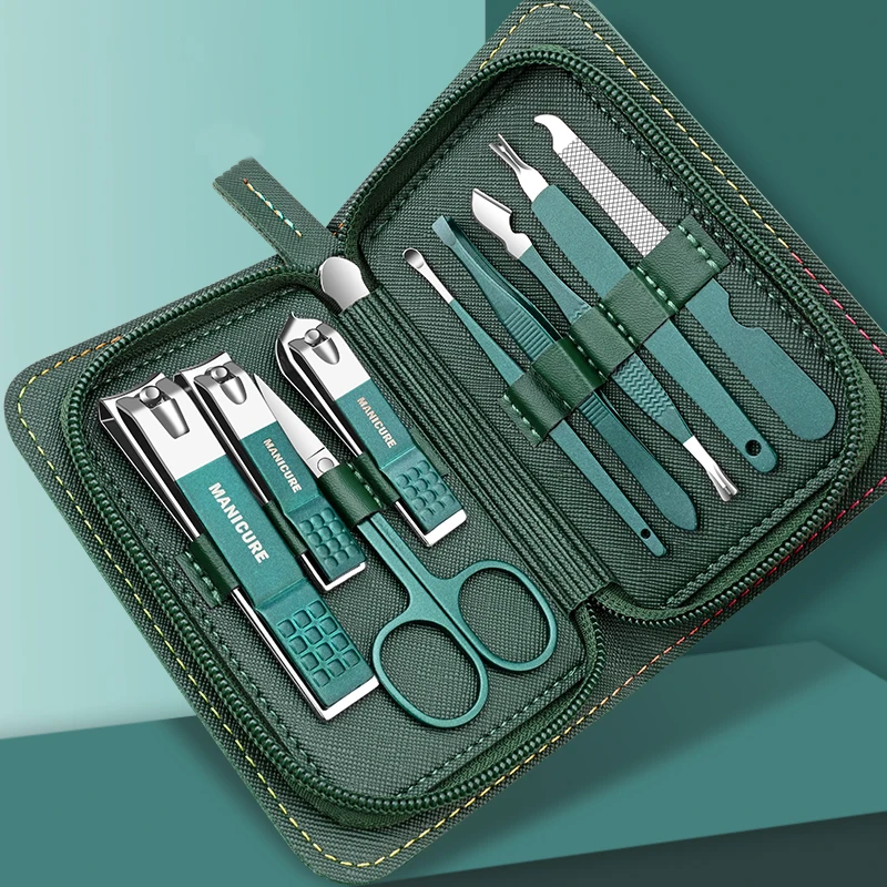 Набор машинок для стрижки ногтей PLYS9pcs, нож для педикюра, режущий инструмент для женщин и мужчин, удобная сумка для переноски на открытом воздухе, набор машинок для стрижки ногтей для дома