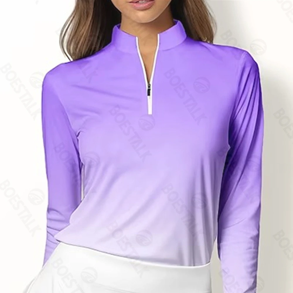 Новая осенне-зимняя женская рубашка-поло для гольфа с длинными рукавами 2024 года, высокоэнергетичная, быстросохнущая дышащая рубашка.