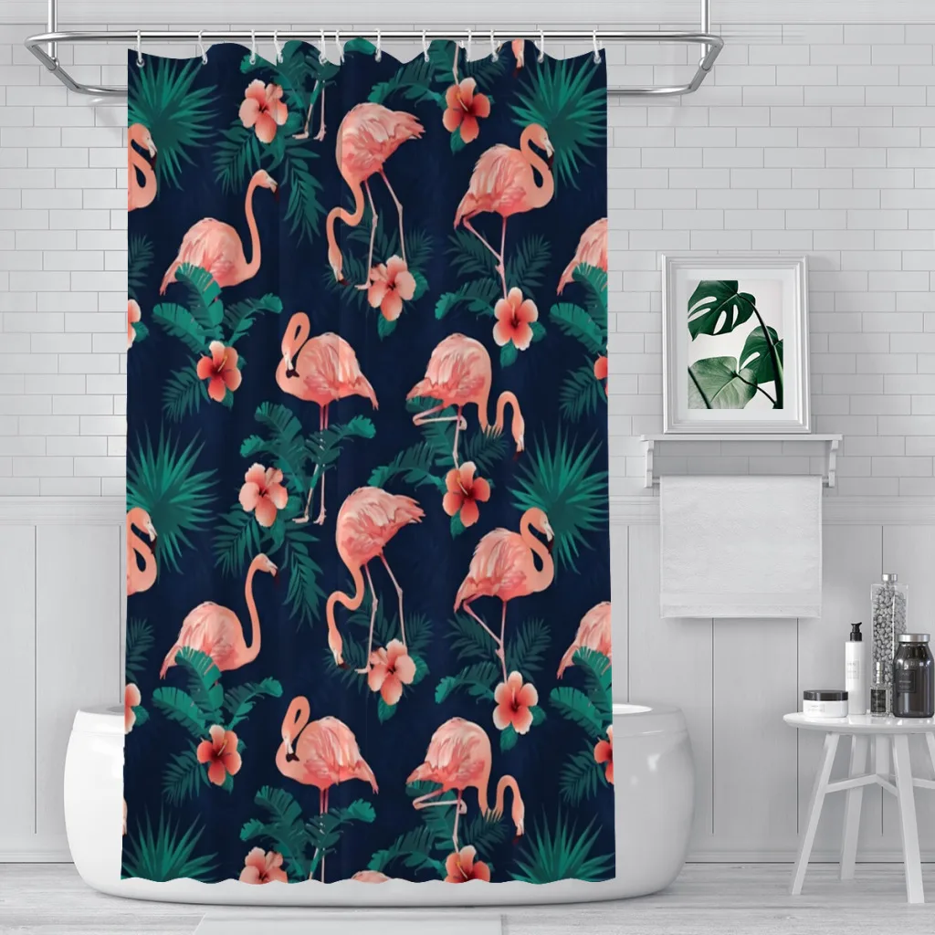 Тропические листья Гибискуса Занавески для душа в ванной комнате, Водонепроницаемая перегородка в стиле фламинго, аксессуары для домашнего декора в стиле бохо