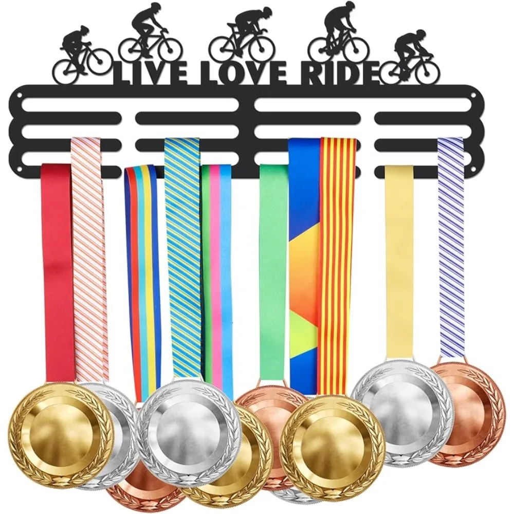 Велосипедная Вешалка для медалей Live Love Ride Настенный Держатель для медалей на 60+ Подвесных Медалей, Стеллаж для выставки товаров, Спортивная лента для наград