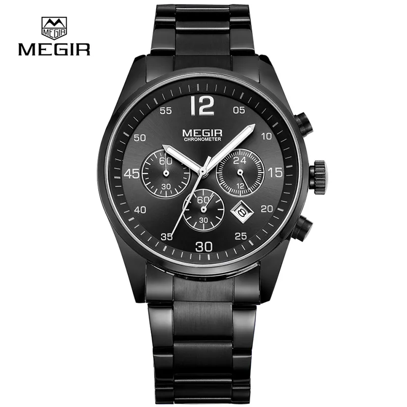 Megir многофункциональные модные кварцевые часы, мужские водонепроницаемые наручные часы, светящиеся деловые часы, мужские 2010 бесплатная доставка