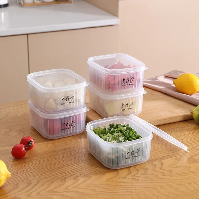 Ящик для хранения свежих продуктов В бытовом холодильнике, ящик для хранения фруктов и овощей, кухонное сливное устройство с крышкой