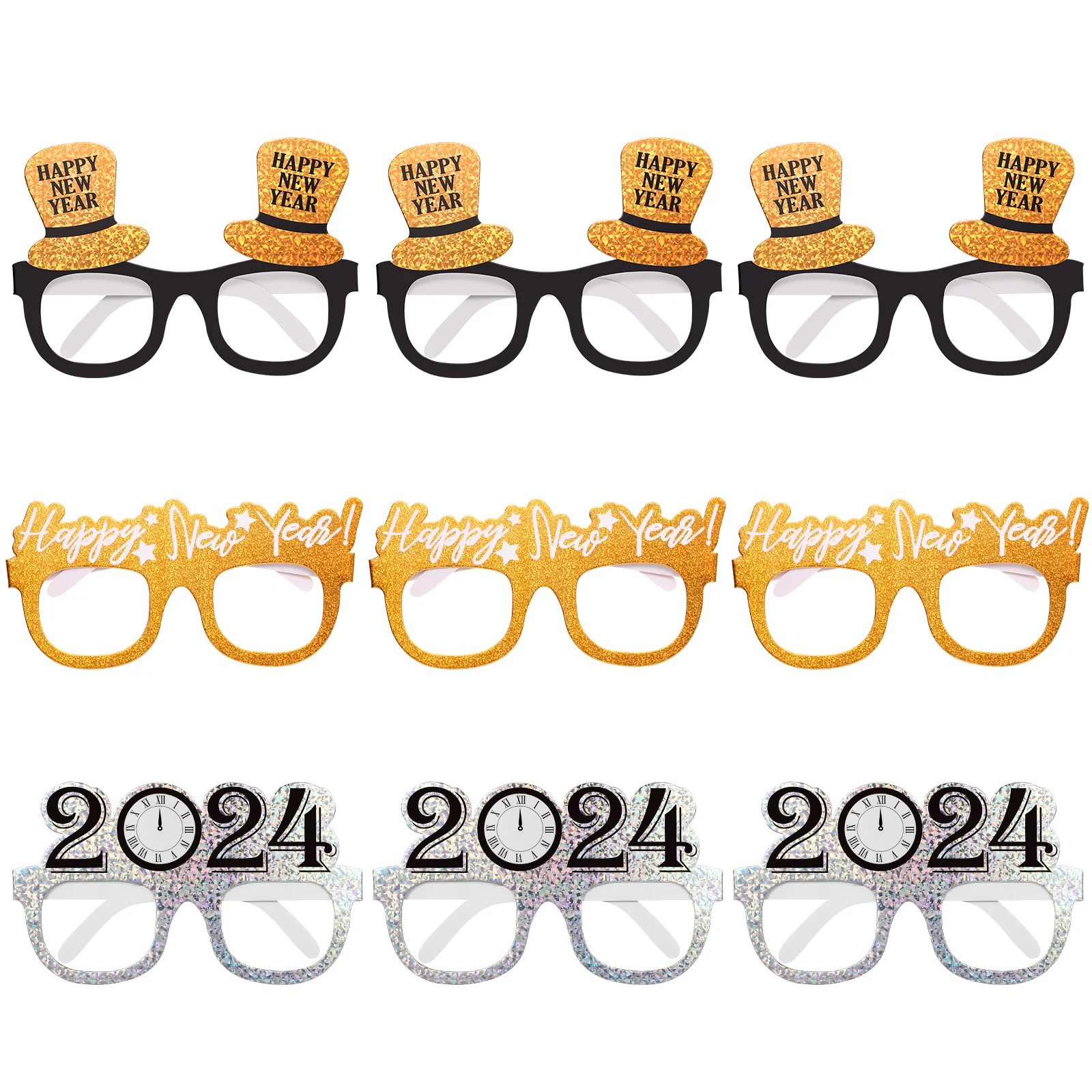 Новогодние очки Amosfun 2024 Years Eve 350 с одной медной парой для вечеринок Бумага для очков