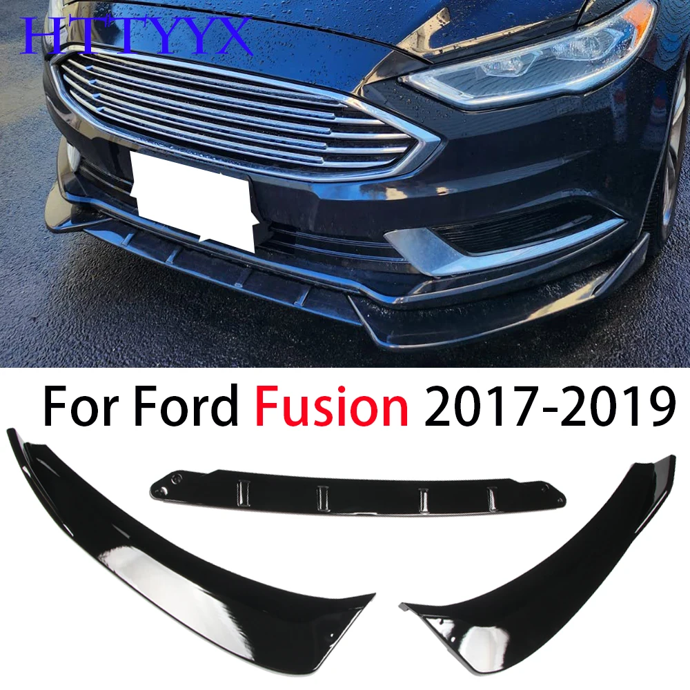 HTTYYX Глянцевый черный Автомобильный разветвитель переднего бампера, диффузор для губ, обвес, защита спойлера для Ford Fusion 2017 2018 2019