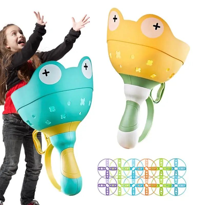 Игрушка с летающим диском, запускающая диск снаружи, игрушки, портативная летающая игрушка для взаимодействия родителей и детей, потяни, чтобы бросить и поймать