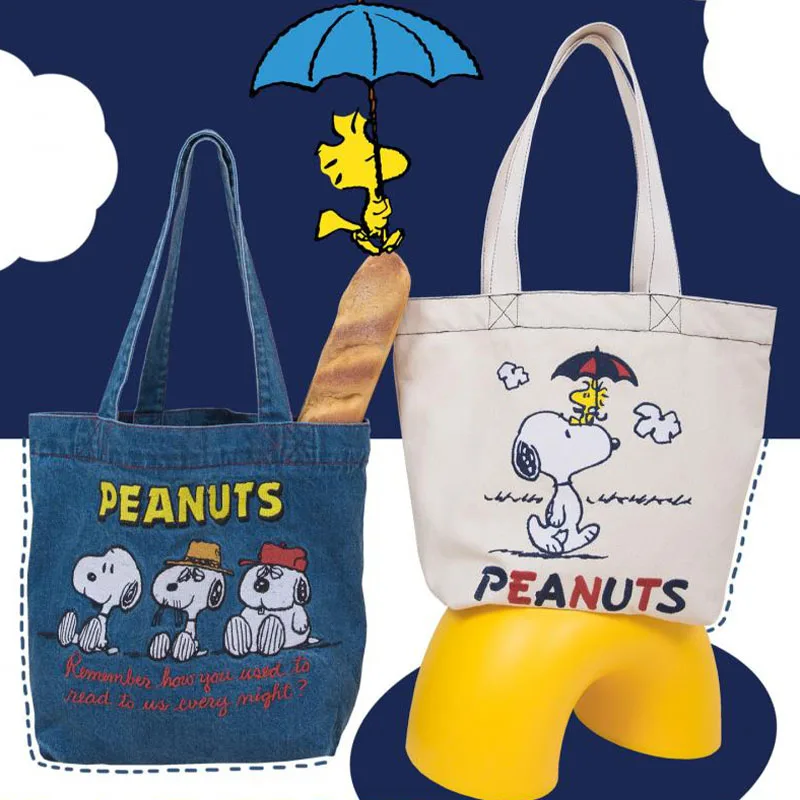 Новая парусиновая сумка Kawaii Cute Snoopy, сумка На одно плечо, джинсовая ткань, Большой емкости, Милый Подарок девушке на день рождения для подруги