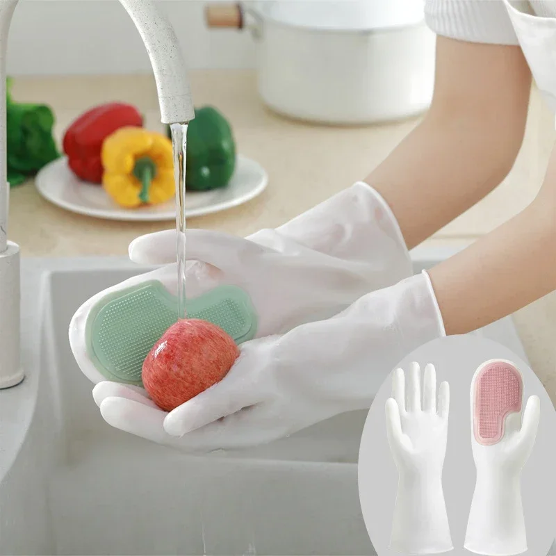Волшебная щетка для чистки кухни, перчатки для мытья посуды, Пластиковая латексная водонепроницаемая щетка для стирки белья