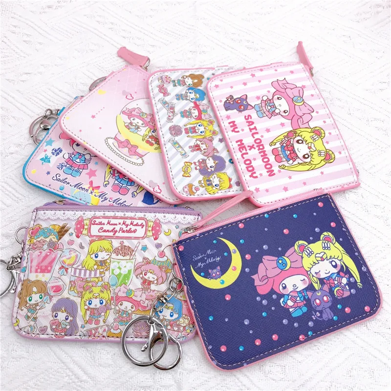 Новый Кейс Для Карт Sailor Moon Tsukino Usag Кошелек Для Монет My Melody, Меняющий Форму, Нагрудная Пластина Сейлор Мун с Кольцом для Ключей, Сумка Для Карт, Кошелек